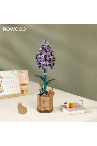 Rowood Tw021 Leylak Çiçeği Lilac Dıy Minyatür Maket Model Seti Ahşap 3d Wooden Puzzle 3d Model Kit Ahşap Maket Dekoratif Hobi Seti