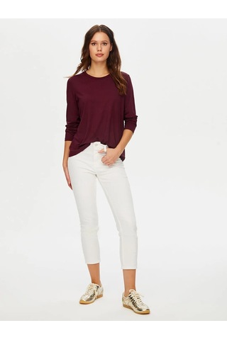 Faik Sönmez Yuvarlak Yaka Kadın Uzun Kol T-shirt Bw26tsh005 Mürdüm