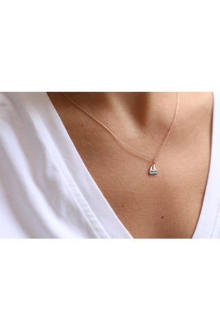 Reis T1421 Yelken Kolye Pembe Altın