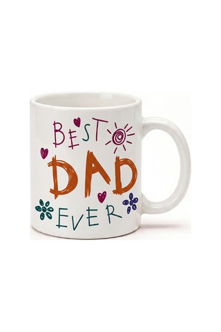 Babaya Özel Best Dad Ever Yazılı Kupa Bardak - Komik Tasarım Baskılı Seramik Hediye Kupa Bardak Çok Renkli