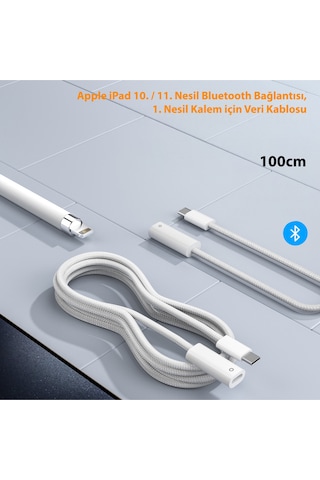 Apple Uyumlu iPad 10. / 11. Nesil Bluetooth Bağlantısı, 1. Nesil Kalem İçin Veri Kablosu 100cm