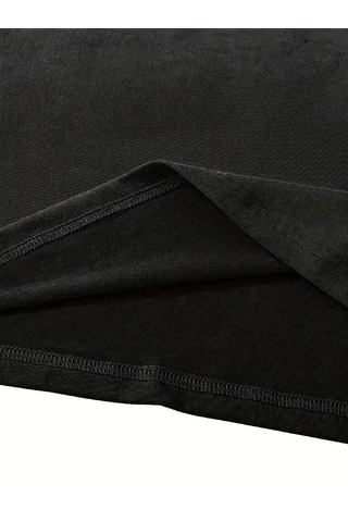 Freedom Storee Kadın Tişört Fiyonk Baskılı Bisiklet Yaka Yazlık Kısa Kol Oversize T-shirt - Siyah Çok Renkli