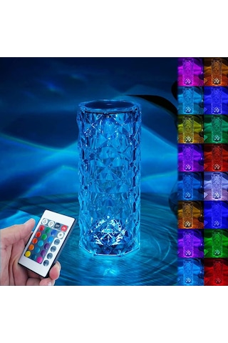 Big Rose Diamond Table Lamp Usb Charging Rgb Multi Colors Totch Lamp Kumandalı Kristal Dev Masa Lambası Rgb Renkli