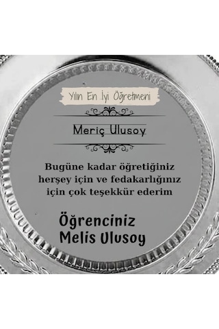 Öğretmenler Günü Hediyesi Kişiye Özel İsimli Yılın En İyi Öğretmeni Plaketi