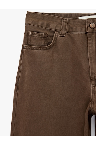 Koton Regular Fit Normal Bel Düz Paça Pamuklu Balon Pantolon - Balloon Jeans Kahverengi 6sal40115mw Kahve