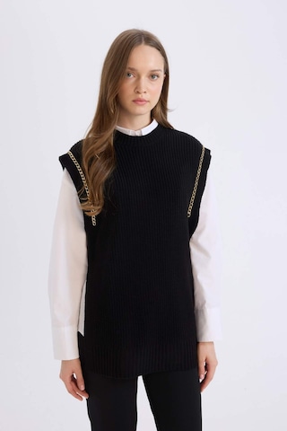 DeFacto Yarım Balıkçı Yaka Basic Düz Yan Yırtmaçlı Süveter D5022AX24AUBK81 Siyah