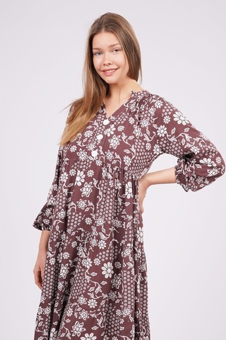 Gabria Kadın Desenli Elbise Kahve