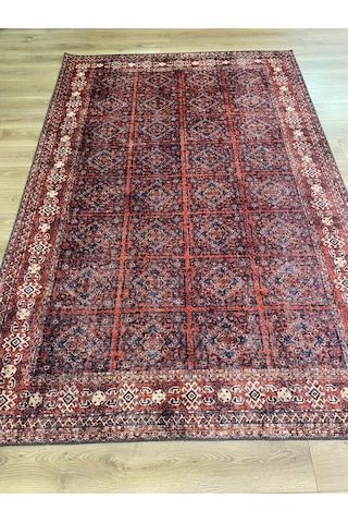 Çam Halı Anatolia 32-059 Etnik Afgan Halısı Desenli Dokuma Tabanlı Yıkanabilir Şönil Salon Ve Oda Halısı Kırmızı - Bordo