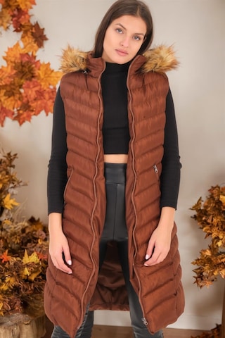 Z6684 Dewberry Bayan Yelek-düz Açık Kahve Düz Açık Kahve