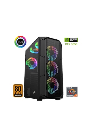 Xaser XSR624 R7-5700X 32 GB 1 TB M.2 NVMe SSD 6 GB RTX3050 27" Free Dos Masaüstü Oyuncu Bilgisayarı