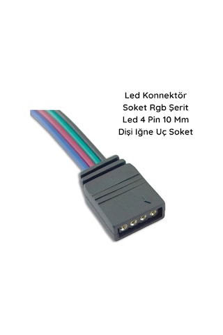 10 Adet Led Bağlantı Konnektör Soket Rgb Şerit Led 4 Pin 10 Mm Dişi Jumperlı İğne Uç