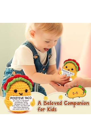 Mufunye El Yapımı Örgü Taco Tavuk Bebek - Duygusal İçecek, , 5x5x7.5cm, 14g, Opp Çanta Sarı