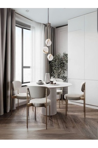 Vintage Yuvarlak Ahşap Bohem Masa 130x130 Beyaz