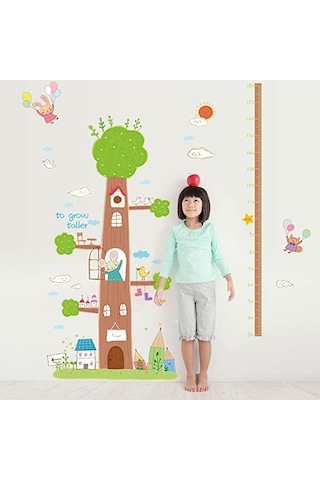 Dev Boyut Ağaç Ev Bebek Odası Dekoru Boy Ölçer Duvar Sticker Karışık