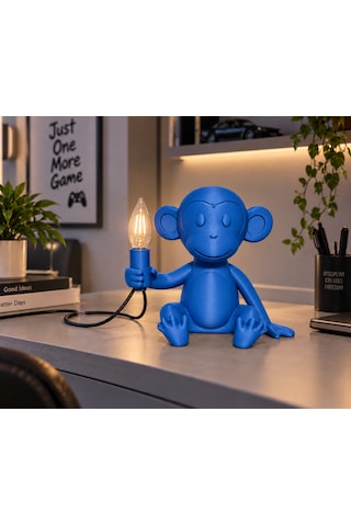 3dlab Moko 3d Baskı Maymun Figürlü Masa Lambası Mavi