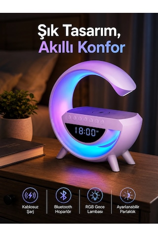 Bluetooth Hoparlör 15w Kablosuz Hızlı Şarj Led Gece Lambası 80191248
