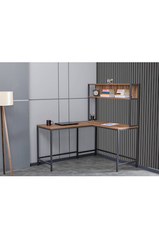 Arpelia Raflı L Çalışma Masası 140x120x75 Cm Sağ Sol Yönlü