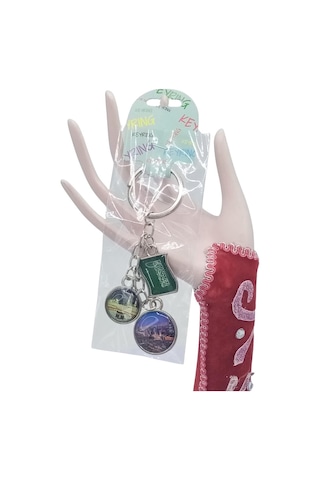 Suudi Arabistan Üçlü Epoksi Metal Çift Taraflı Damla Anahtarlık Saudi Arabia Gümüş