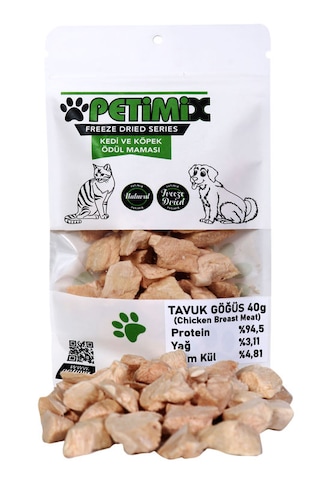 Petimix Freeze Dry Tavuk Göğüs Barf Kedi Ödül Maması 40 G