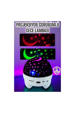Gece Lambası Renkli Yıldızlı Gökyüzü Projeksiyon Gece Tavan Yansıtma Çok Renkli