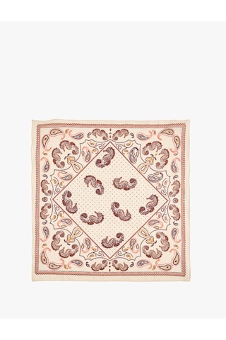 Koton Pamuklu Etnik Desenli Kare Bandana Fular Bej 7wak50158aa Ekru