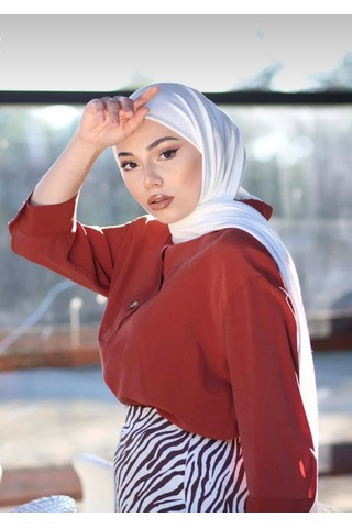 Gesshop Kadın Penya Şal Beyaz