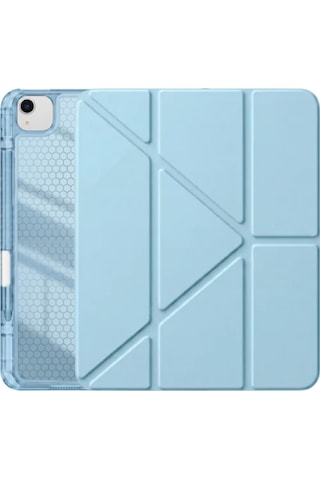 Ps Apple Uyumlu iPad Air 13 İnç M4 / M3 / M2 Tri Folding Standlı Kılıf - Turkuaz Kapaklı Kılıf