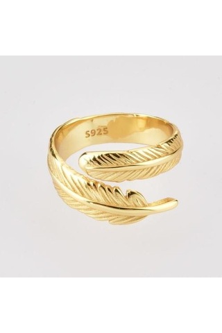 Soulader Ayarlanabilir Gümüş Yüzük Kaya Ve Punk Tarzı Yaprak Desenli, Kişiye Özel Boyut Seçenekli Şık Ve Zarif Aksesuar Sarı