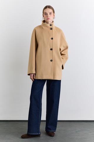 Manuka Yüksek Yaka Kruvaze Kaban Camel Aw25kbn00019-05 Camel