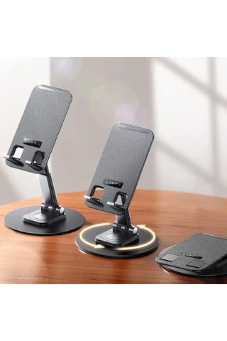 Ayarlanabilir Tablet Ve Cep Telefonu Standı Kendi Etrafonda 360 Derece Dönebilen Alüminyum Masaüstü Çok Amaçlı T