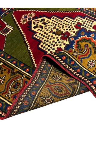El Dokuma Kök Boya Taşpınar Halısı 102x155 Yeşil %100 Yün Halı Yeşil