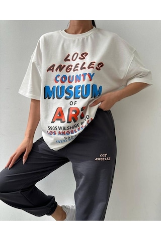 Art Baskılı T-shirt Eşofman Altı Jogger-baskılı Alt Üst Eşofman Takım Oversize Bisiklet Yaka Füme