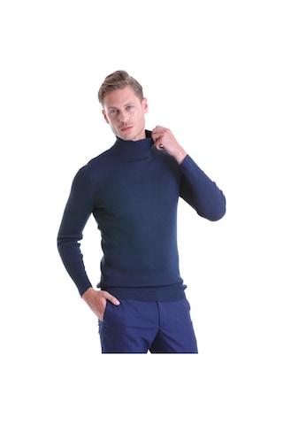 Hatemoğlu Indigo Regular Fit Düz Balıkçı Yaka Triko Yün Kazak İndigo