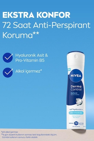Kadın Sprey Deodorant Derma Control Defend 150 Ml,tahriş Karşıtı,alkolsüz,hyaluron,pro Vitamin B5