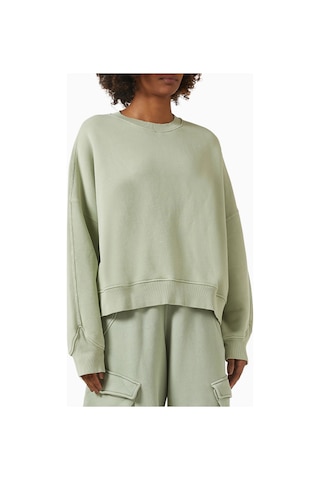 Represent Initial V Notch Sweater, Pamuklu Fleece, Minimalist Ve Lüks Günlük Sweater Yeşil