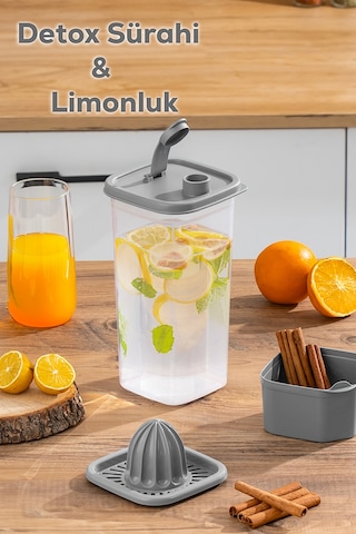 Porsima 1110 Detoks Sürahi & Limonluklu Şeffaf-gri 2lt