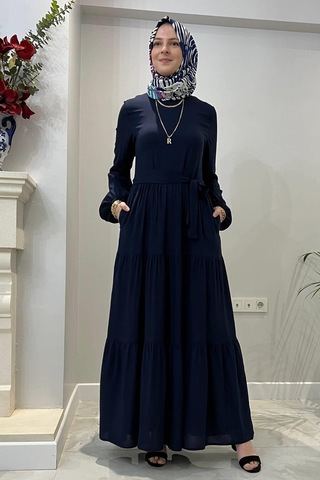 Rabia Şamlı Asil Lacivert Elbise Lacivert