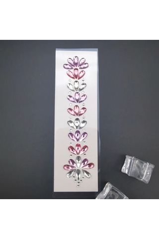 Qingmipy Yüz, Saç Ve Vücut İçin Otomatik Yapışkan Pırlanta Dekorasyon Tek Parça - Pembe Akrilik, Tüm Renkli Etkinlikler İçin Parlak Görünüm