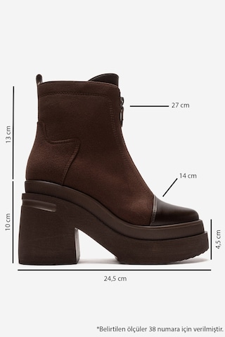 Luvishoes Luvi Shoes Anett Kahverengi Cilt-süet Fermuarlı Kadın Platform Topuklu Bot Kahverengi Deri