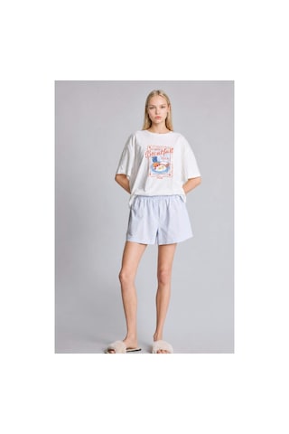 Defacto Oversıze Şortlu Kısa Kollu 2li Poplin Pijama Takımı I1145ax26hsbe162 Mavi-be162