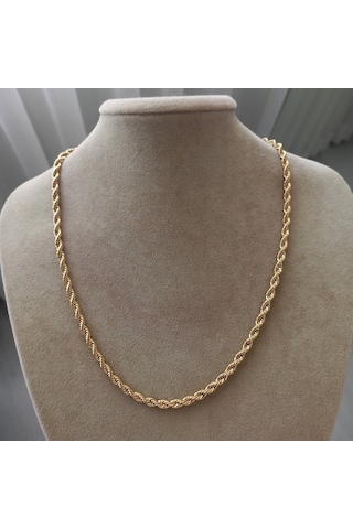 Lente Aksesuar 14k Altın Kaplama Burgu Zincir Kolye 45cm - Nostaljik Kolye Altın