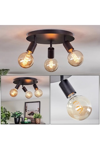 Riolight Modern Siyah 3xe27 Mafsallı Hareketli Başlık Glop Ampul Hariç Metal Spot Avize 3'lü Siyah