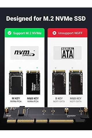 Pcıe 4.0 X4 X8 X16 Uyumlu 64gbps Nvme M.2 Ssd Dönüştürücü Adaptör Genel