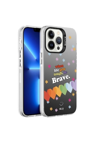 Apple Uyumlu iPhone 13 Pro Kılıf Desenli Zore Silver Sert Kapak Kalp