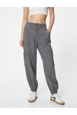 Koton Kargo Jogger Pantolon Cepli Lyocell Kumaş Gri 4sal40039ıw Gri