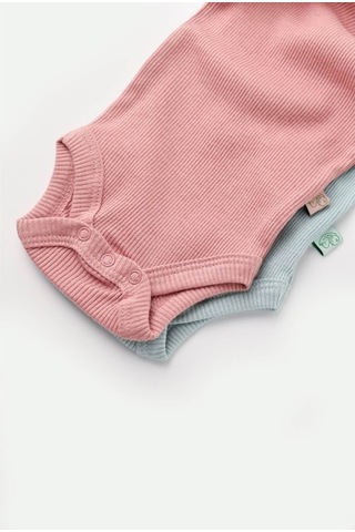 Rebebe Babycosy Modal 2 Li Kısa Kollu Bebek Badi - Bebek Body - Csym1120 (544628673) Yeşil - Pembe