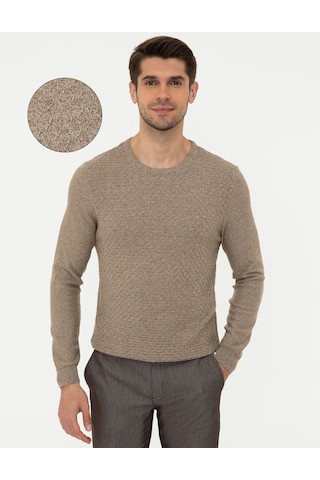 Pierre Cardin Erkek Camel Melanj Triko Kazak 50241395-vr122 Camel Melanj