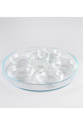 7 Parça Şeffaf Cam Servis Sunum Seti