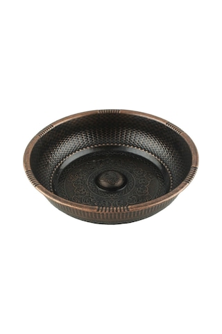 İsaoğlu Yapı Eskitme Bakır Hamam Tası Ağır Pirinç Kurna Hamam Tas Bronz Bakır