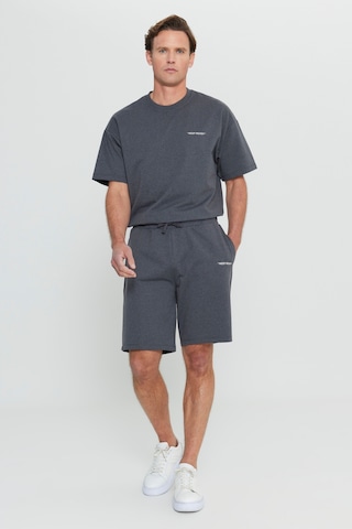 Erkek Antrasıt Pamuklu Comfort Fit Rahat Kesim Baskılı Beli Bağlamalı Yan Cep Eşofman Takımı Antrasit